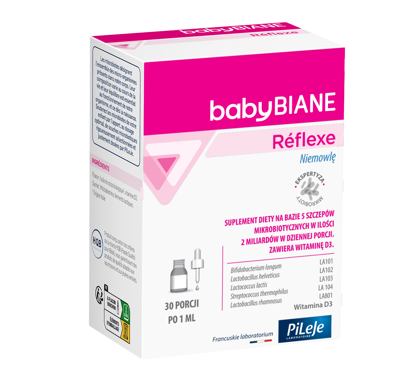 PiLeJe Babybiane Reflexe (Probiotyki dla Dzieci z Witaminą D3) - Krople 30ml